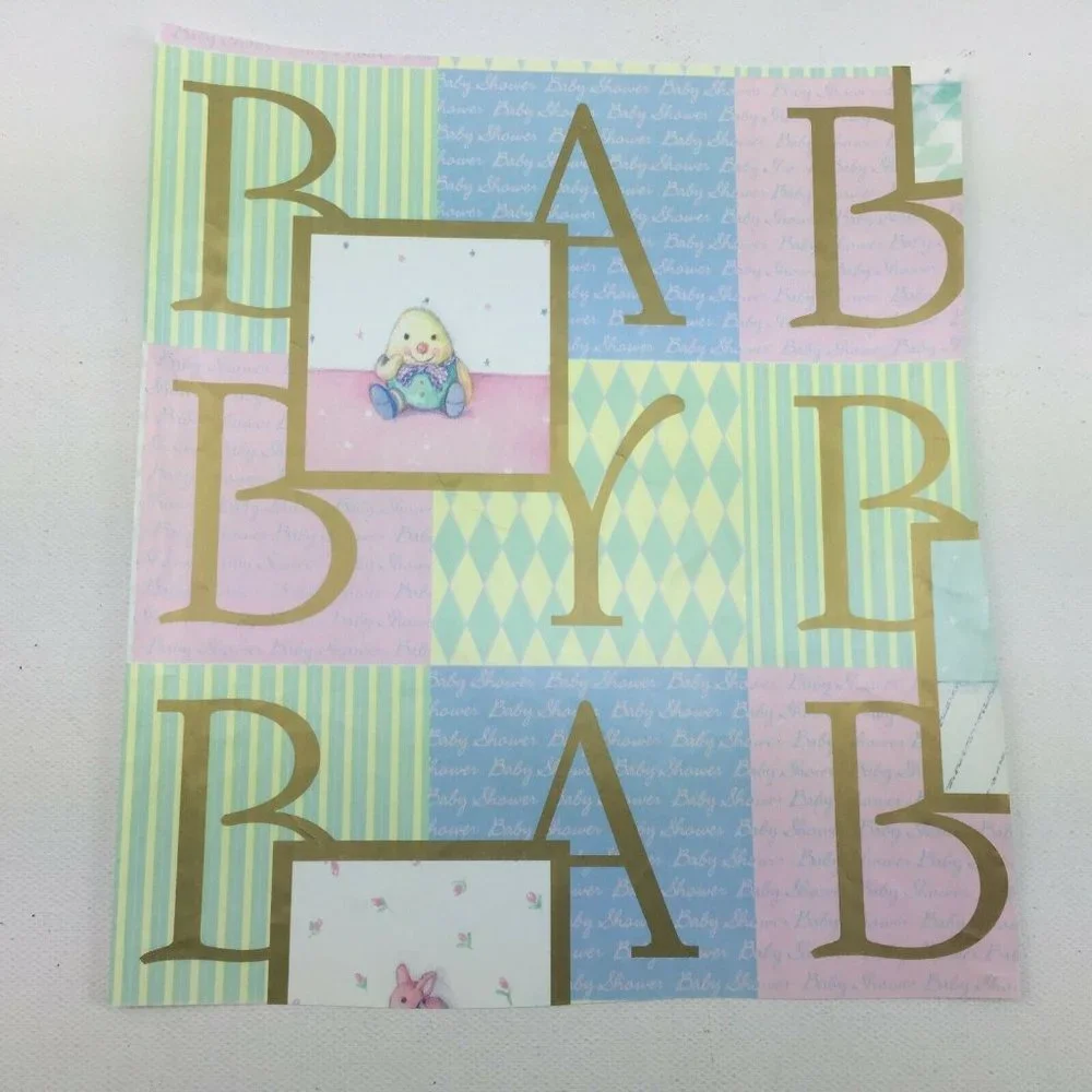 Baby Shower Gender Reveal Neutral Gift Printed Wrapping Paper Present Pink Blue